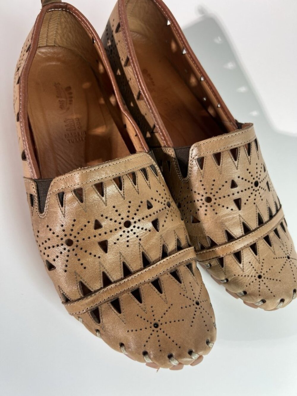 Spring Step Fusaro Flats Loafers Slip On Leather Shoes Brown Made Turkey Sz 40 - Picture 2 of 14